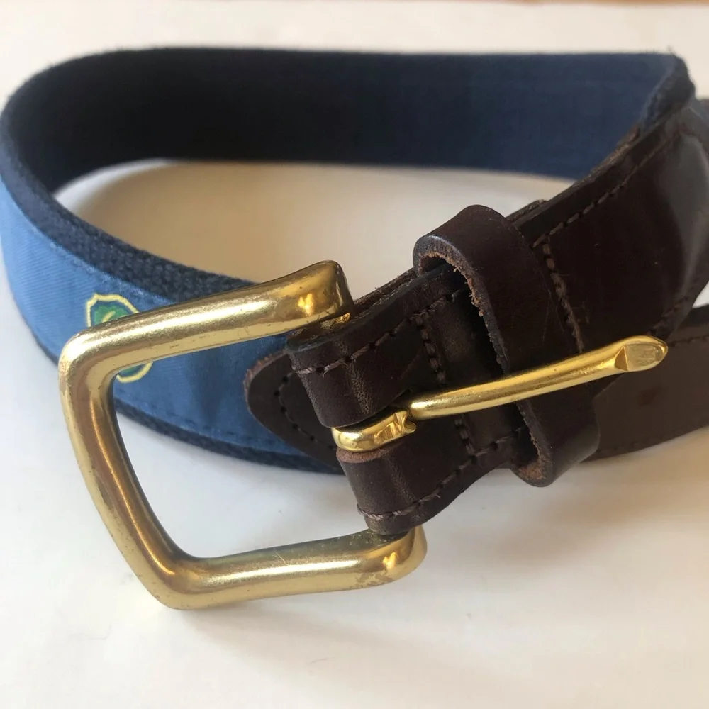 Vineyard Vines Canvas Club Boys Belt , Size 24, Brass Hardware W/Leather Ends